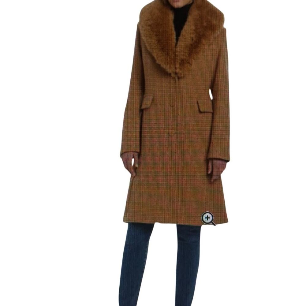 Women's Kate Spade New York Wool Blend Coat with Removable Faux Fur Collar Sz S
